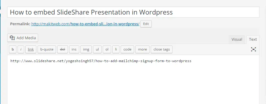 How to embed SlideShare Presentation in WordPress