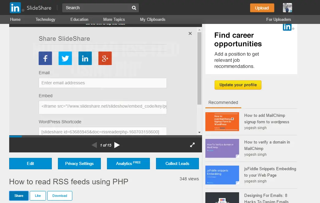 How to embed SlideShare Presentation in WordPress