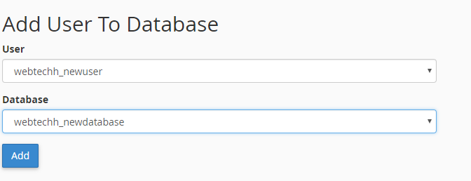 Assign a user to a MySQL database