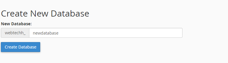 Enter name of database in cPanel