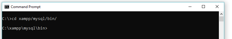 Navigate to mysql/bin using Command Prompt