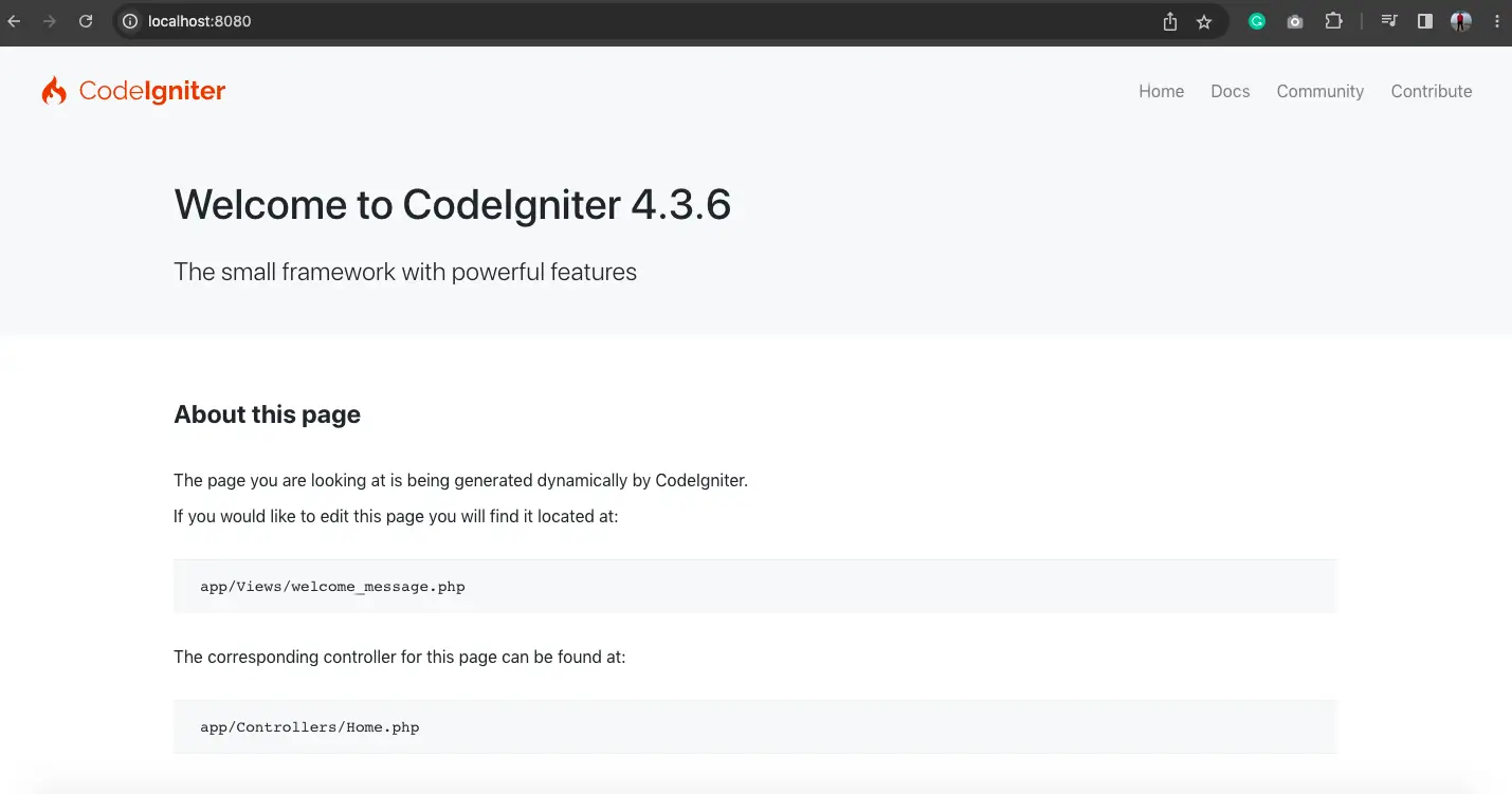 Run CodeIgniter 4 project by Starting Local server