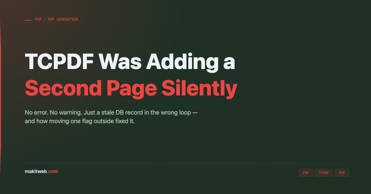 TCPDF Adding an Extra Page Automatically — The Rendering Loop Bug